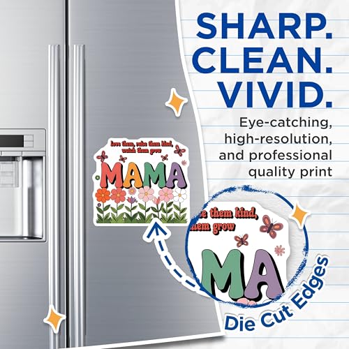 (2 Pack) Mama Flower Magnets - Positive Quotes - Cute Butterfly ations - 5" On Longest Side - for Cars, Fridges, Toolboxes - Made in USA - MAG3909