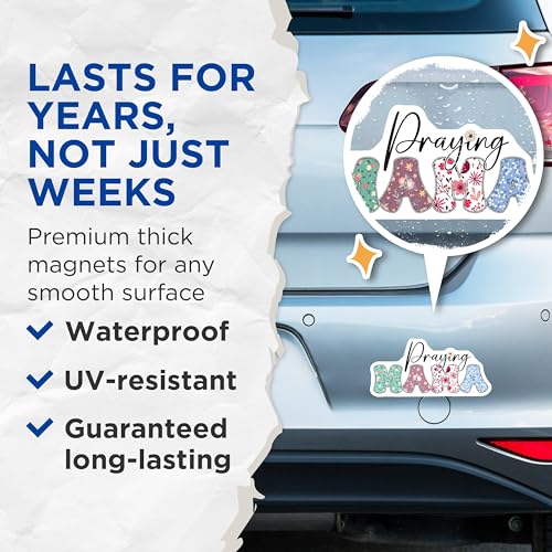 (2 Pack) Praying Mama Magnets - Inspirational Quotes - 5" On Longest Side - for Cars, Fridges, Toolboxes - Made in USA - MAG7711