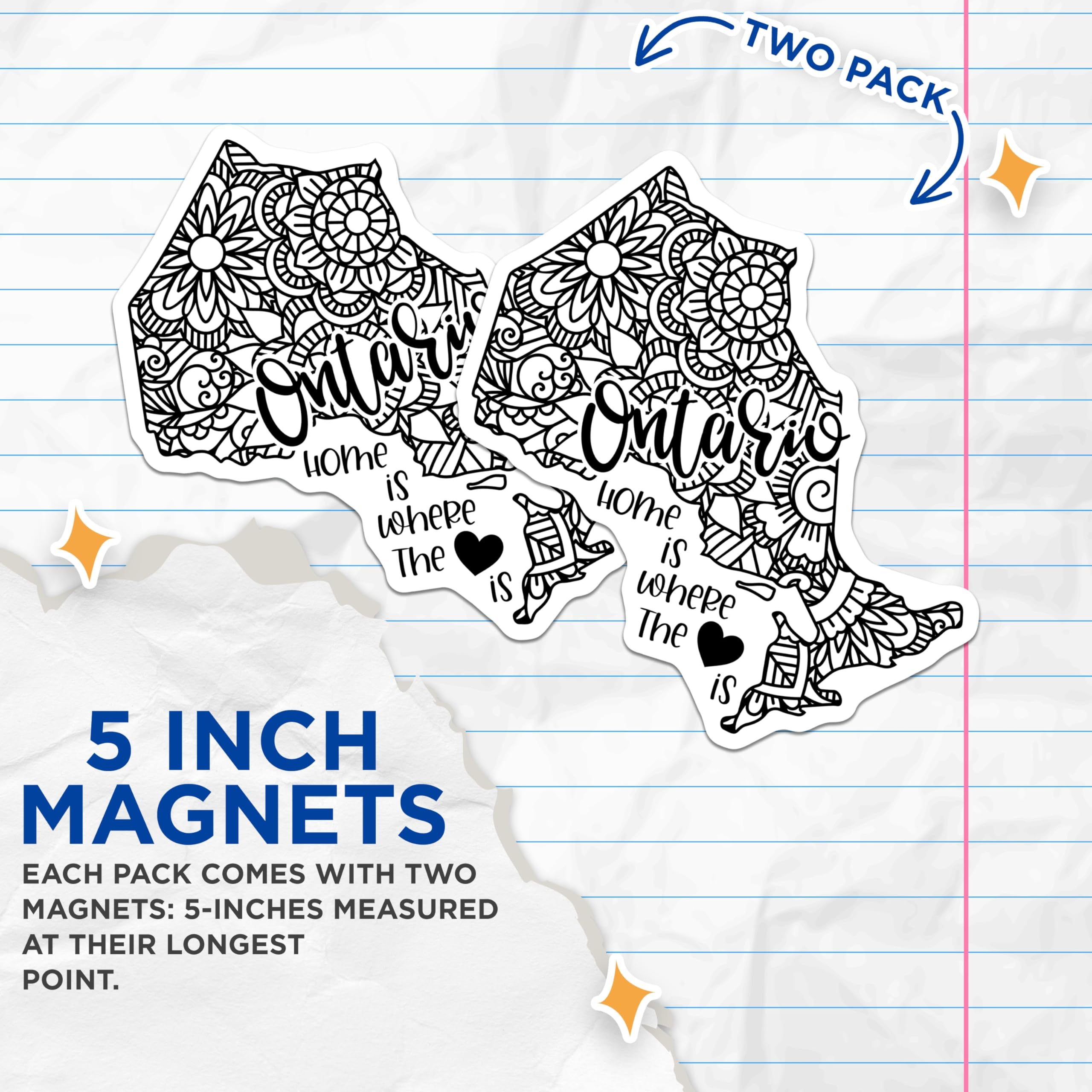 (2 Pack) Ontario Canada Magnets - Home Decor - Souvenir Ontario - Canadian Province - 5" On Longest Side - Premium Magnet - for Cars, Refrigerators, Toolboxes, Lockers - Made in USA - MAG17247