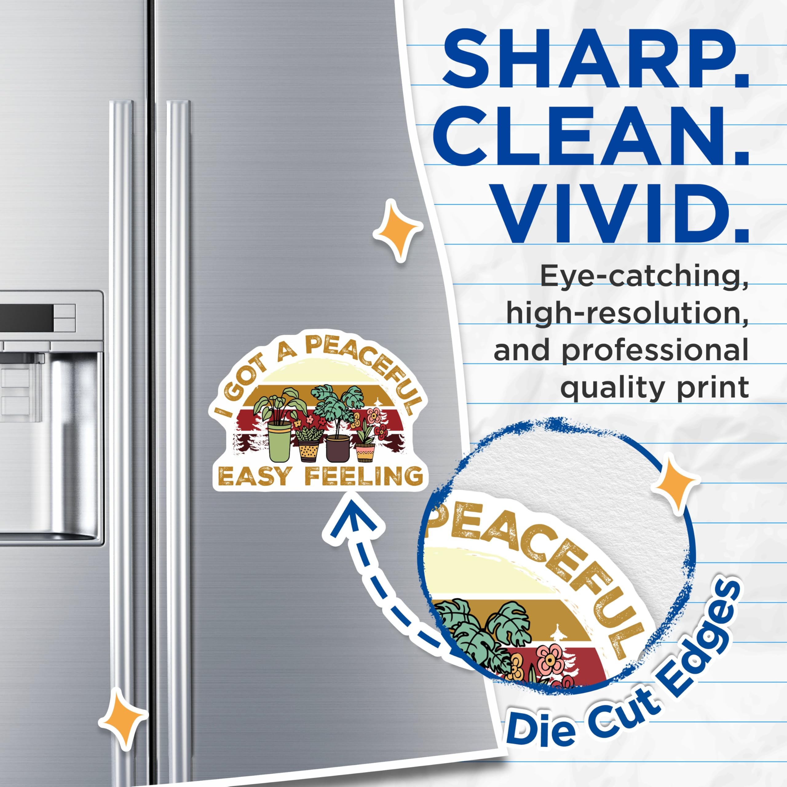 (2 Pack) Peaceful Easy Feeling Magnets - Plants and Flowers - Retro Style Magnet Set - 5" On Longest Side - Premium Magnet - for Cars, Refrigerators, Toolboxes, Lockers - Made in USA - MAG18034