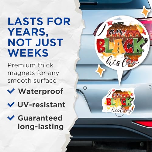 (2 Pack) I am Black History Magnets - African American Pride Decor - Black History Month Decorations - 5" On Longest Side - for Cars, Fridges, Toolboxes - Made in USA - MAG7848