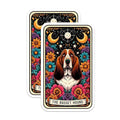 (2 Pack) Basset Hound Stickers - Dog Lover Sticker - Floral Dog Stickers - Unique Dog Vinyl Decals - 5" On Longest Side - Sticks to Smooth Flat Surfaces - Made in USA - BMCS4766