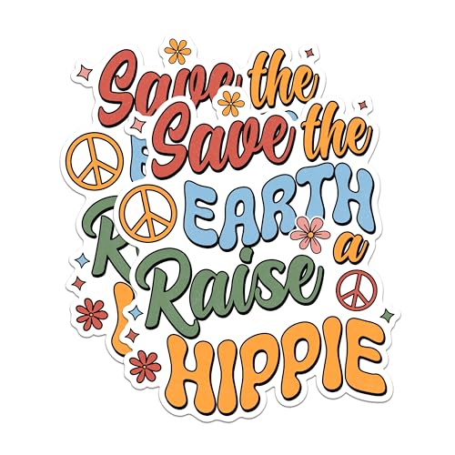 (2 Pack) Save The Earth Magnets - Eco-Friendly Message Magnets - Hippie Decor Magnets for Car - Flower Child Car Magnets- 5" On Longest Side - for Fridges, Toolboxes, Cars - Made in USA - MAG2957
