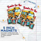 (2 Pack) Thanks for The Ride Magnets - School Bus Driver Appreciation - Teacher Staff Decor - 5 Inches On Longest Side - Thick Durable Magnet - Made in USA - MAG38636
