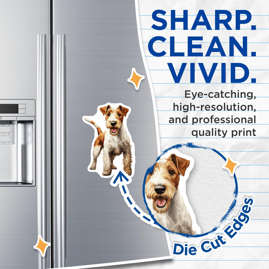 (2 Pack) Wire Fox Terrier Magnets - Dog Breed Decor - Pet Parent Refrigerator Accessories - Terrier Lover Novelty - 5 Inches On Longest Side - Thick Durable Magnet - Made in USA - MAG30259