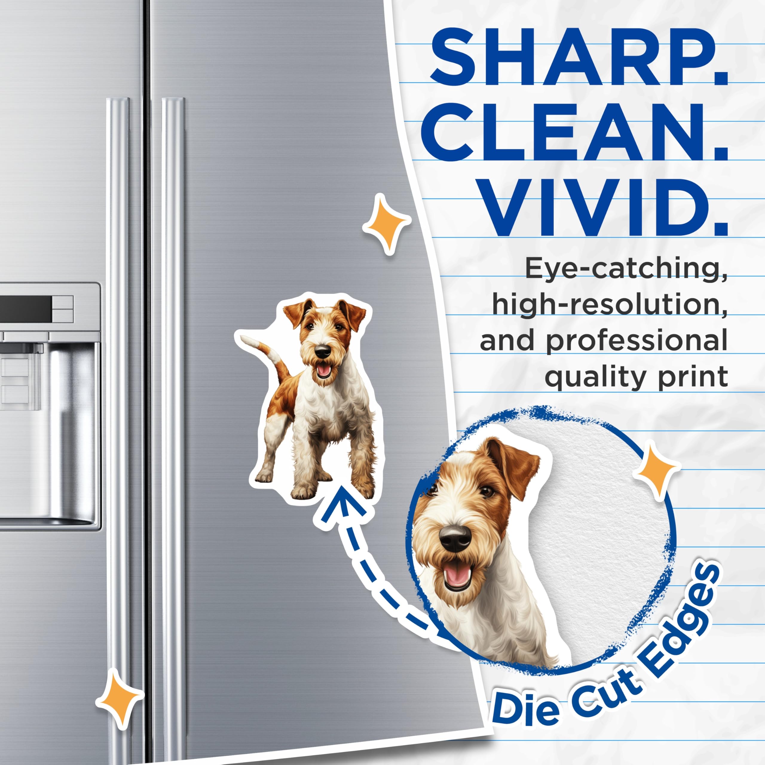 (2 Pack) Wire Fox Terrier Magnets - Dog Breed Decor - Pet Parent Refrigerator Accessories - Terrier Lover Novelty - 5 Inches On Longest Side - Thick Durable Magnet - Made in USA - MAG30259