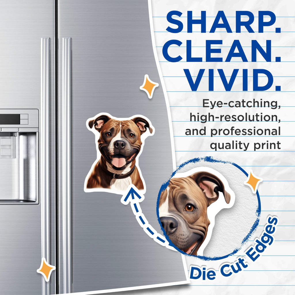 (2 Pack) Pitbull Dog Magnets - Happy Bully Breed Decor - Dog Lover Refrigerator Accent - 5 Inches On Longest Side - Thick Durable Magnet - Made in USA - MAG28269