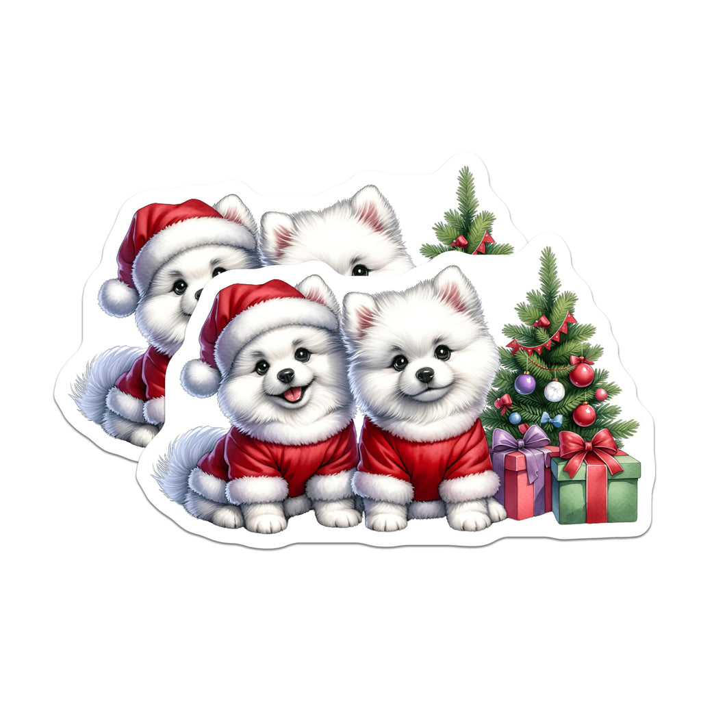 (2 Pack) Cute Santa Dog Magnets - Christmas Puppy Decor - Holiday Animal Lovers - 5 Inches On Longest Side - Thick Durable Magnet - Made in USA - MAG28472