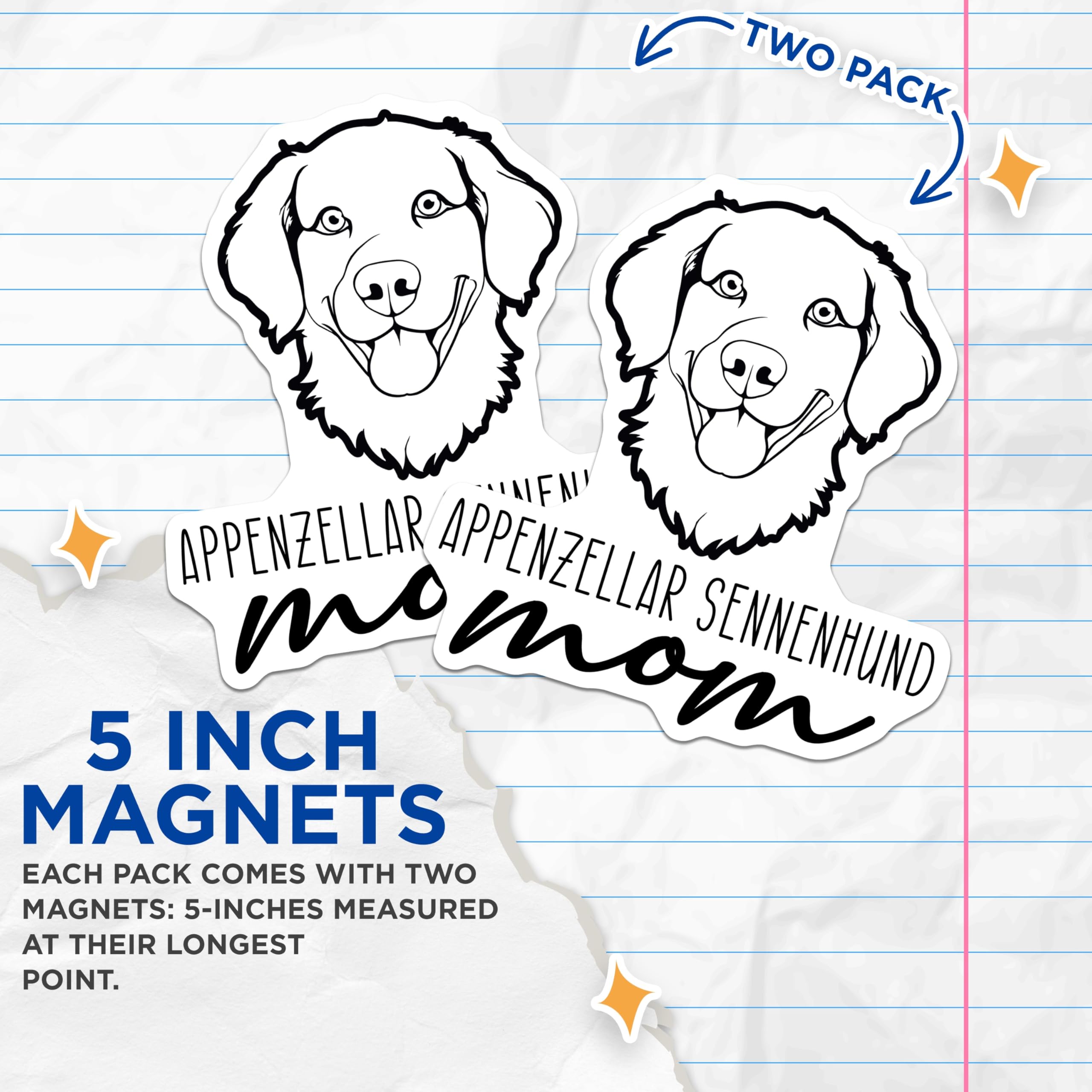 (2 Pack) Appenzeller Sennenhund Mom Magnets - Dog Breed Lover - Pet Owner Kitchen Decor - 5 Inches On Longest Side - Thick Durable Magnet - Made in USA - MAG27024