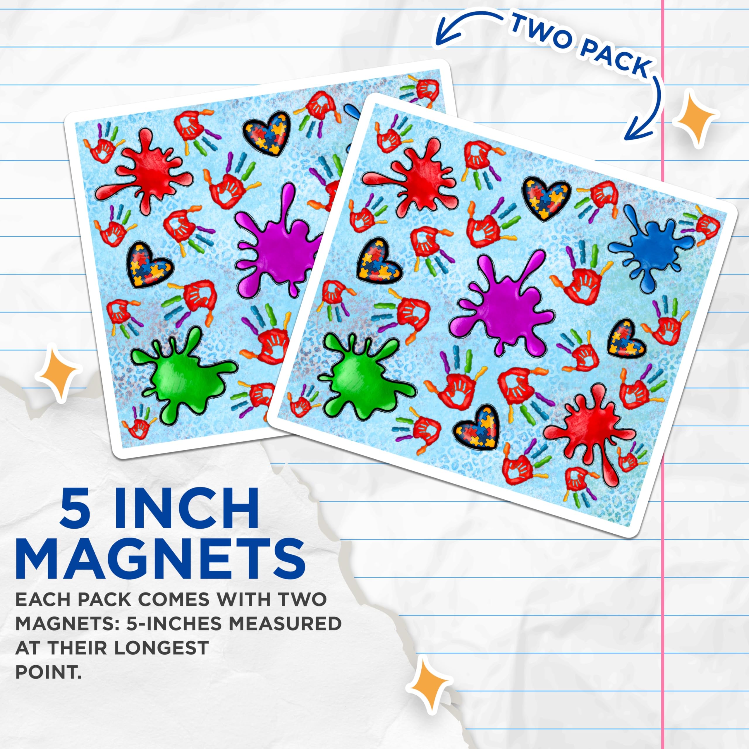 (2 Pack) Autism Awareness Magnets - Puzzle Piece Heart - Neurodiversity Advocate - Special Education Teacher - 5 Inches On Longest Side - Thick Durable Magnet - Made in USA - MAG29335