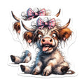 (2 Pack) Goofy Highland Cow Magnets - Cute Fluffy Calf Decor - Funny Farm Animal Refrigerator Locker Magnet - 5 Inches On Longest Side - Thick Durable Magnet - Made in USA - MAG39373