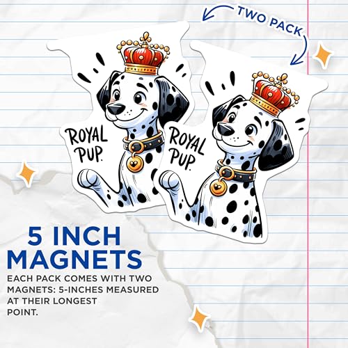 (2 Pack) Royal Pup Magnets - Dog Magnets - Cute Pet Magnets - Animal Fridge - 5" On Longest Side - for Cars, Fridges, Toolboxes - Made in USA - MAG3652