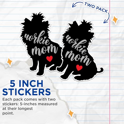 (2 Packs) Workie Mom Dog Breed Stickers - Workie Decals - 5 Inches On Longest Side - Premium Vinyl Decal - Sticks to Any Smooth Flat Surface - Made in USA - BMCS2542