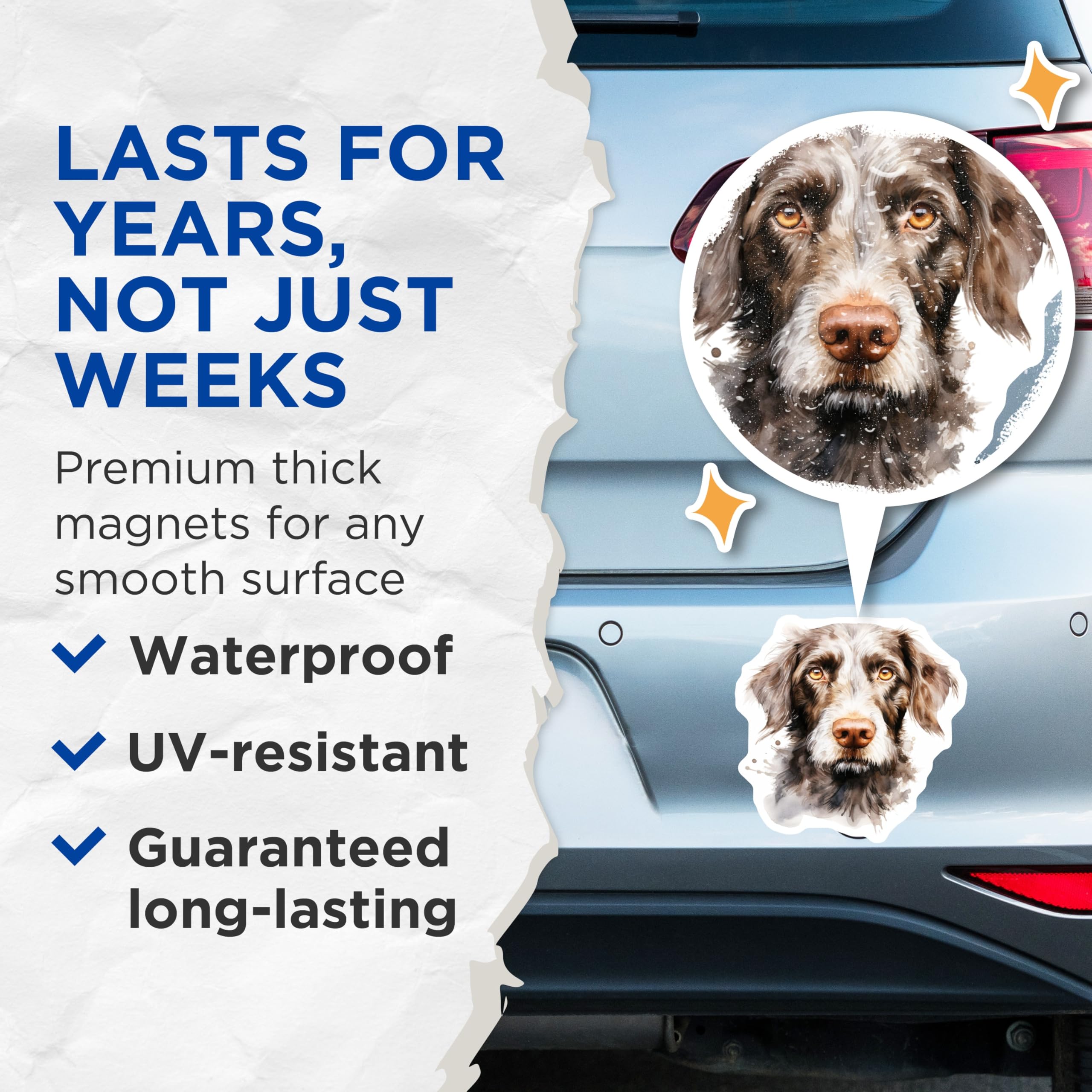(2 Pack) German Wirehaired Pointer Magnets - Rustic Sporting Dog Art - Artistic Canine Refrigerator Decor for Pet Owners - 5 Inches On Longest Side - Thick Durable Magnet - Made in USA - MAG24917