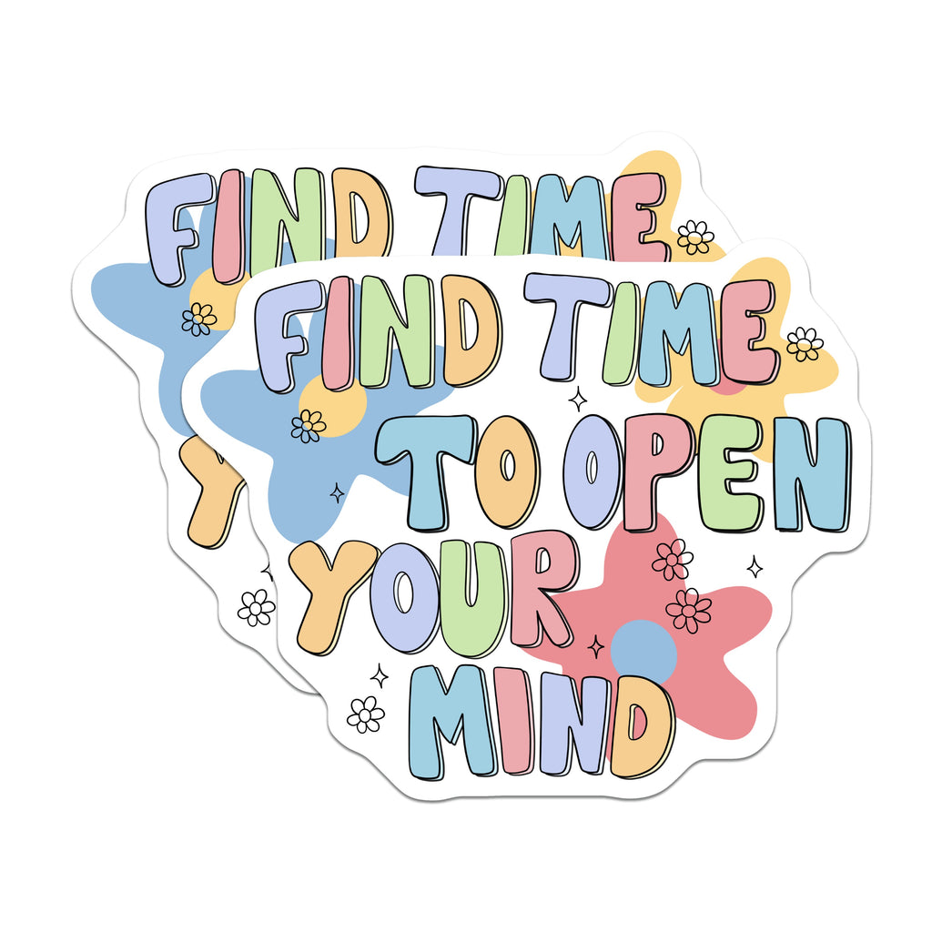 (2 Pack) Find Time to Open Your Mind Magnets - Inspirational Quote - Retro Groovy Decor - Mental Health Self Care - College Student Dorm - 5" - Durable Magnet - Made in USA - MAG37362