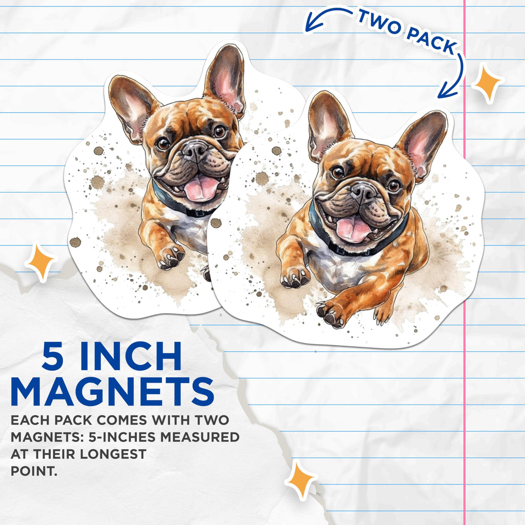 (2 Pack) French Bulldog Magnets - French Bulldog Dog Breed Magnets - Frenchie Breed - 5 Inches On Longest Side - Premium Magnet - for Cars, Refrigerators, Toolboxes - Made in USA - MAG2191