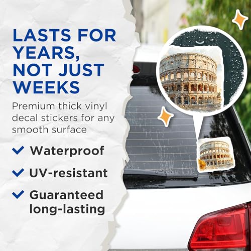 (2 Pack) Colosseum Stickers - Italy Landmarks - Travel Stickers - 5" On Longest Side - Sticks to Smooth Flat Surfaces - Made in USA - BMCS5185