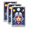 (3 Pack) Traditional Witch Decals - Tarot Card - Laptop Decal - 3 Inches On Longest Side - Easy Peel & Apply - Made in USA - 3MCS4279