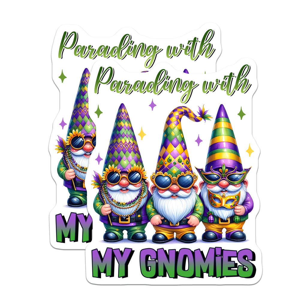 (2 Pack) Mardi Gras Gnomes Magnets - Whimsical Gnomies Party Decor - New Orleans Festival Cheer - 5 Inches On Longest Side - Thick Durable Magnet - Made in USA - MAG36477
