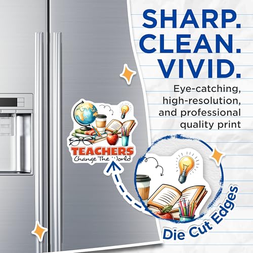 (2 Pack) Teachers Change The World Magnets - Teacher Appreciation - Classroom Decor - 5" On Longest Side - for Cars, Fridges, Toolboxes - Made in USA - MAG8038