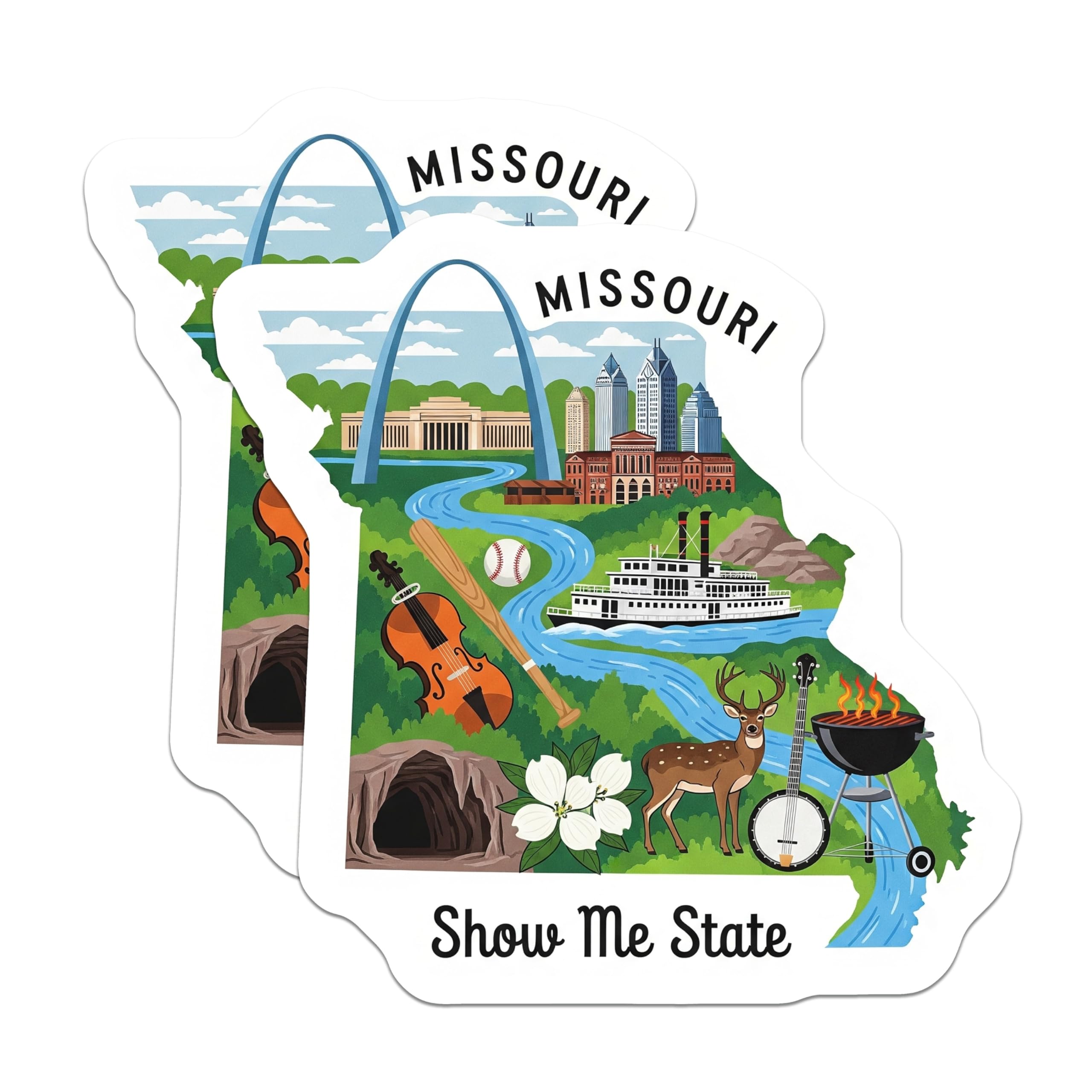 (2 Pack) Missouri State Magnets - Show Me State Decor - Missouri Travel Souvenir - 5" On Longest Side - Premium Magnet - for Cars, Refrigerators, Toolboxes, Lockers - Made in USA - MAG18501