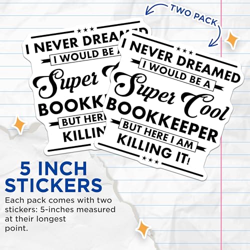 (2 Pack) Cool Bookkeeper Stickers - Funny Accounting - Motivational Business Quotes - 5" On Longest Side - Sticks to Smooth Flat Surfaces - Made in USA - BMCS5988