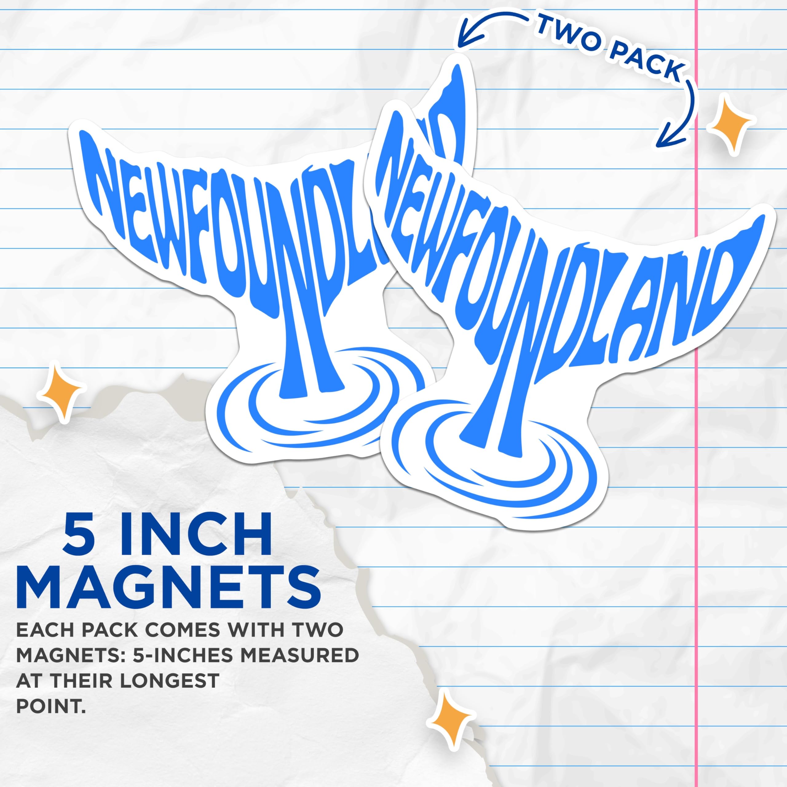 (2 Pack) Newfoundland Magnets - Whale Tail Souvenir - Newfoundland Decor - 5" On Longest Side - Premium Magnet - for Cars, Refrigerators, Toolboxes, Lockers - Made in USA - MAG18145