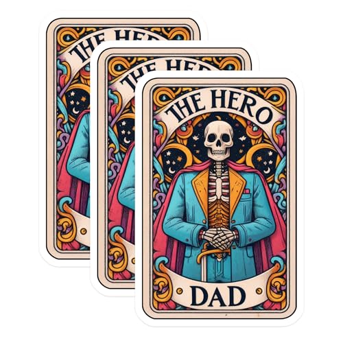 (3 Pack) Hero Dad Decals - Skeleton Dad Decal - Father Figure Vinyl Decals - 3 Inches On Longest Side - Easy Peel & Apply - Made in USA - 3MCS4198