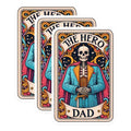 (3 Pack) Hero Dad Decals - Skeleton Dad Decal - Father Figure Vinyl Decals - 3 Inches On Longest Side - Easy Peel & Apply - Made in USA - 3MCS4198