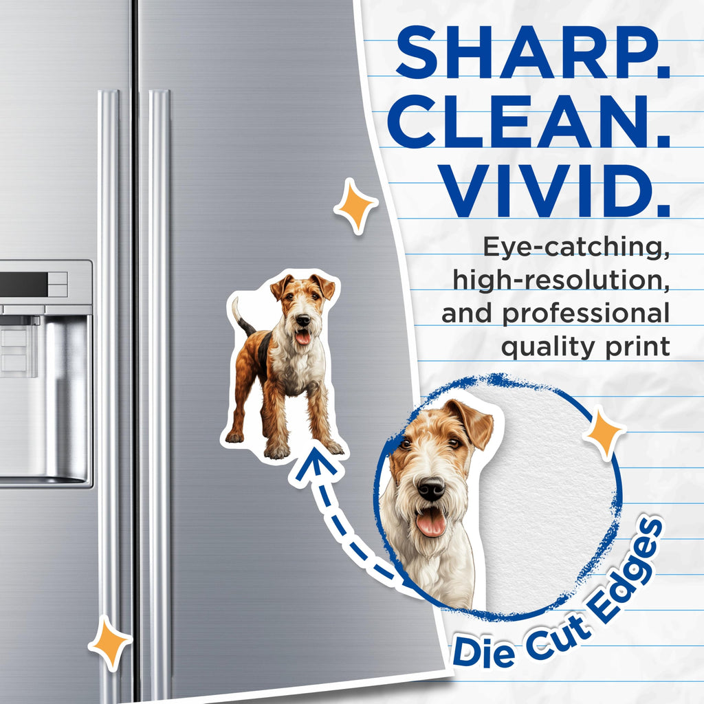 (2 Pack) Wire Fox Terrier Magnets - Dog Lover Decor - Pet Owner Display - Terrier Breed Art - Animal Magnet - Dog Portrait - 5 Inches On Longest Side - Thick Durable Magnet - Made in USA - MAG26575