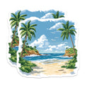 (2 Pack) Tropical Beach Scene Magnets - Ocean View Decor - Summer Vacation Memory - 5 Inches On Longest Side - Thick Durable Magnet - Made in USA - MAG28860