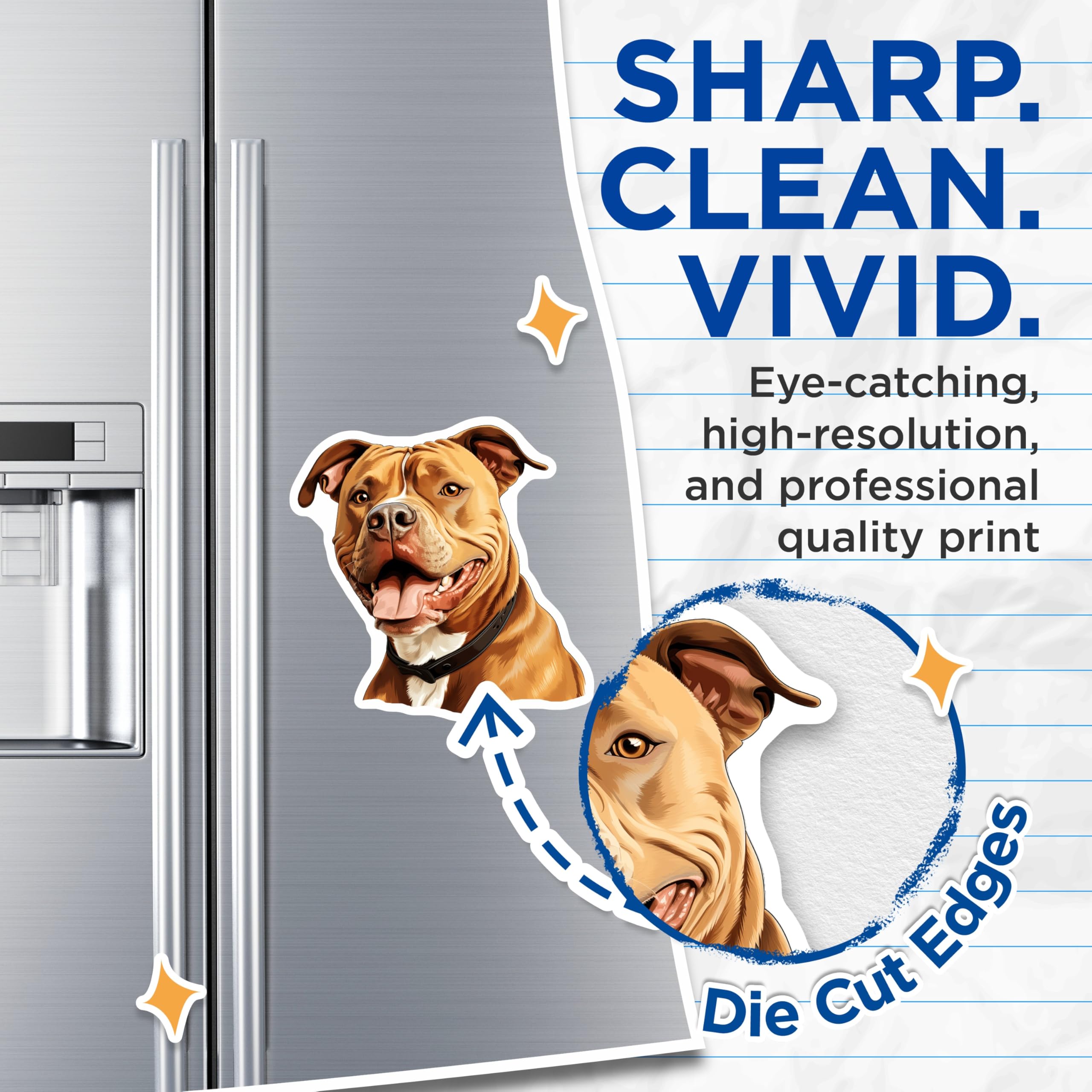 (2 Pack) Pitbull Dog Magnets - Happy Pit Bull Art - Dog Lover Refrigerator Decor - 5 Inches On Longest Side - Thick Durable Magnet - Made in USA - MAG28021