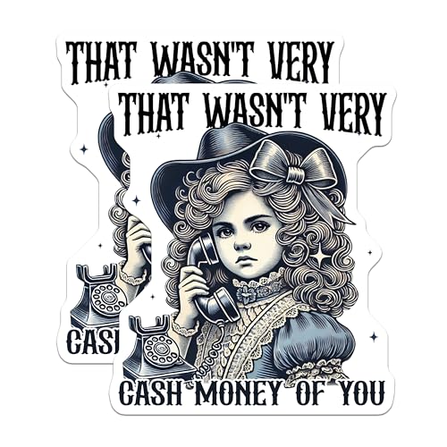 (2 Pack) Retro Western Girl Stickers - Funny Vintage Telephone Decor - Humorous Meme Sticker - 5" On Longest Side - Sticks to Smooth Flat Surfaces - Made in USA - BMCS6709