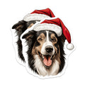 (2 Pack) Australian Shepherd Magnets - Santa Hat Dog Decor - Christmas Holiday Pet Fridge Accent - 5 Inches On Longest Side - Thick Durable Magnet - Made in USA - MAG28315