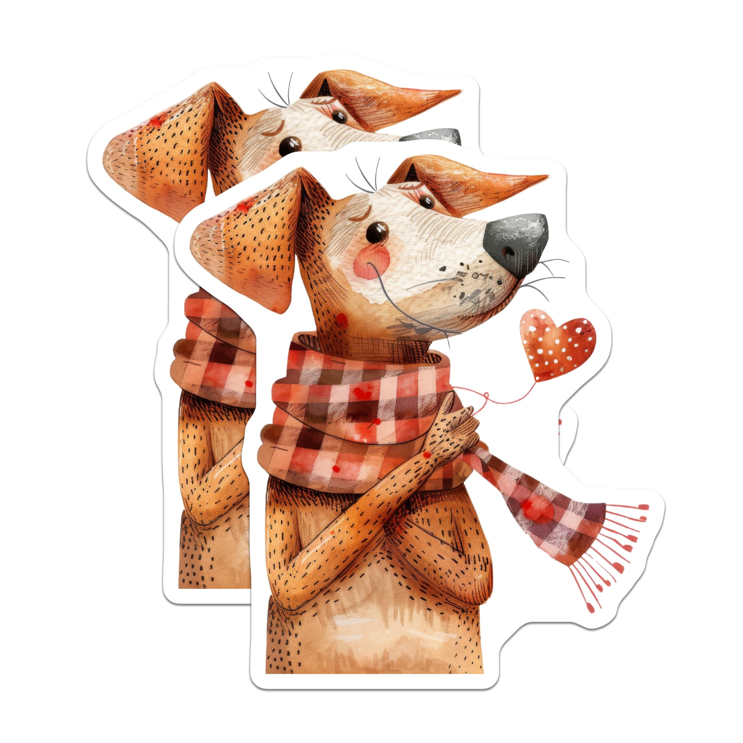 (2 Pack) Cute Dog Magnets - Watercolor Pet Lover Magnets - Cozy Scarf Animal Art for Fridge - 5 Inches On Longest Side - Thick Durable Magnet - Made in USA - MAG27245