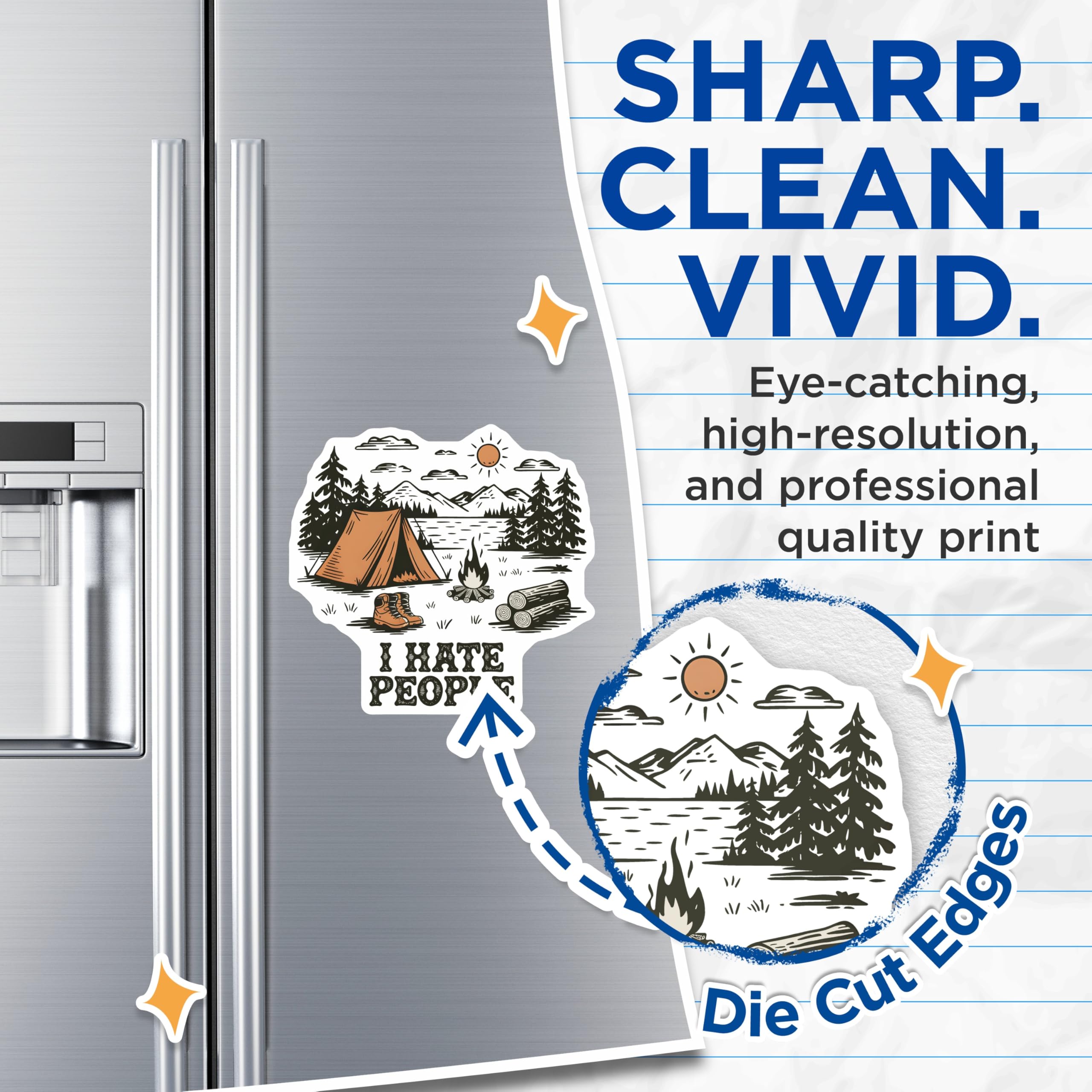 (2 Pack) Camping Scene Magnets - Introvert Quote - Anti Social Refrigerator Magnets - 5" On Longest Side - Premium Magnet - for Cars, Refrigerators, Toolboxes, Lockers - Made in USA - MAG17703
