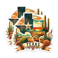 (2 Pack) Texas Travel Stickers - Western Landscape - Cute Cactus Decals - 5" On Longest Side - Sticks to Smooth Flat Surfaces - Made in USA - BMCS7167