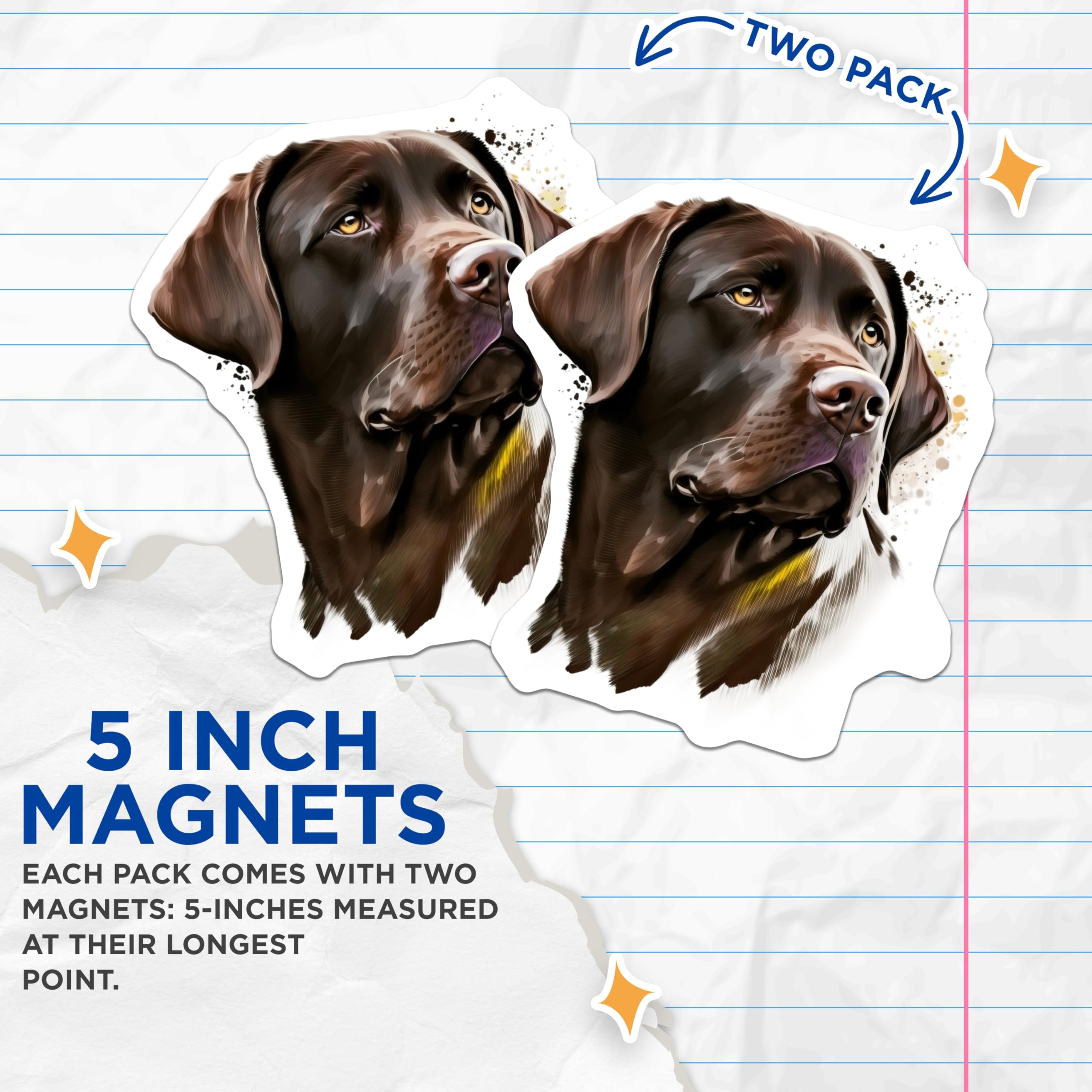 (2 Pack) Chocolate Labrador Magnets - Artistic Lab Retriever Decor - Dog Breed Accessory - Pet Owner Idea - 5 Inches On Longest Side - Thick Durable Magnet - Made in USA - MAG24791