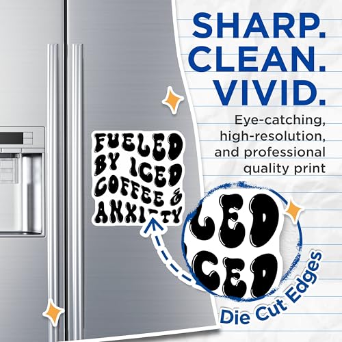 (2 Pack) Fueled by Iced Coffee Magnets - Anxiety Humor - Kitchen Decor - Funny Quote - 5" On Longest Side - for Cars, Fridges, Toolboxes - Made in USA - MAG7673