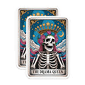 (2 Pack) Drama Queen Skull Magnets - Tarot Card Skeleton Art - Gothic Rose Crown Celestial Fridge Magnets - 5 Inches On Longest Side - Thick Durable Magnet - Made in USA - MAG21505