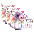 (3 Pack) Grow in Grace Decals - Floral Watercolor Decal - Christian Stickers - 3 Inches On Longest Side - Easy Peel & Apply - Made in USA - 3MCS7334