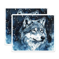 (2 Pack) Celestial Wolf Magnets - Watercolor Animal Fridge Decor - Starry Night Spirit Wildlife - 5 Inches On Longest Side - Thick Durable Magnet - Made in USA - MAG39726