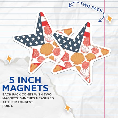 (2 Pack) Star Shell Magnets Magnets - 5" On Longest Side - Made in USA - Sticks to Refrigerators & Metal Surfaces - MAG8975