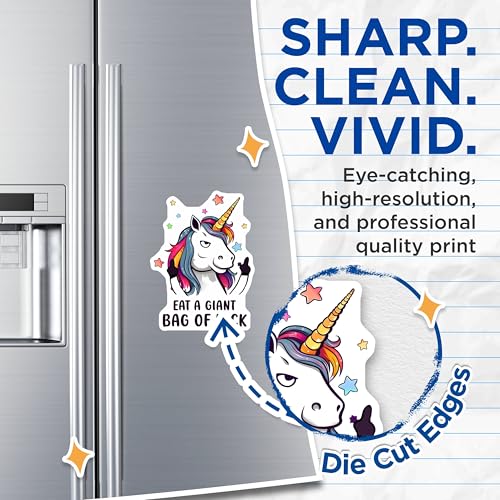 (2 Pack) Funny Unicorn Magnets - Humorous Fridge Artwork - Quirky Kitchen Decor - 5" On Longest Side - for Cars, Fridges, Toolboxes - Made in USA - MAG7800