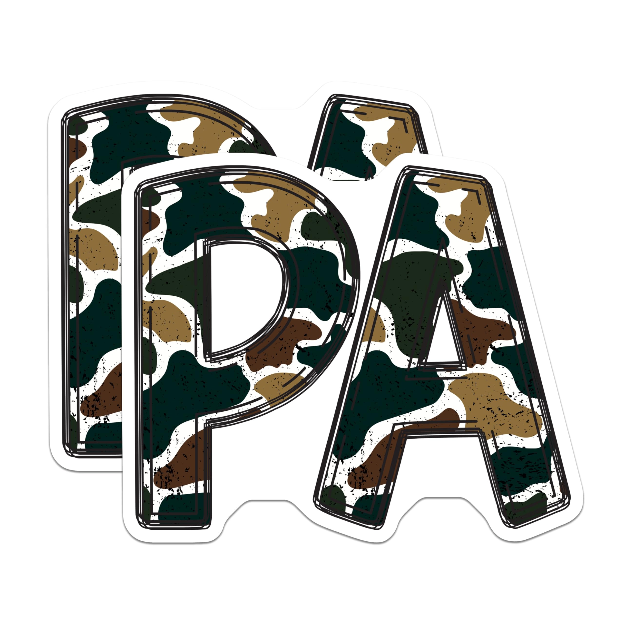 (2 Pack) Pennsylvania PA Magnets - Camouflage State Pride Decor - Distressed Military Style Lettering - 5 Inches On Longest Side - Thick Durable Magnet - Made in USA - MAG22008