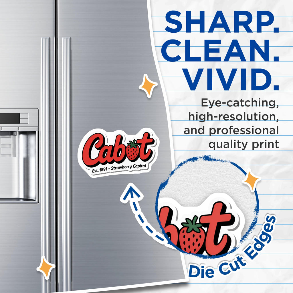 (2 Pack) Cabot Strawberry Magnets - Fridge Decor - Kitchen Magnets - 5" On Longest Side - Premium Magnet - for Cars, Refrigerators, Toolboxes, Lockers - Made in USA - MAG18652