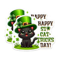 (2 Pack) Happy St Cat-Tricks Day Magnets - Cute Cat - St Patrick's Day Decoration - 5" On Longest Side - for Cars, Fridges, Toolboxes - Made in USA - MAG80