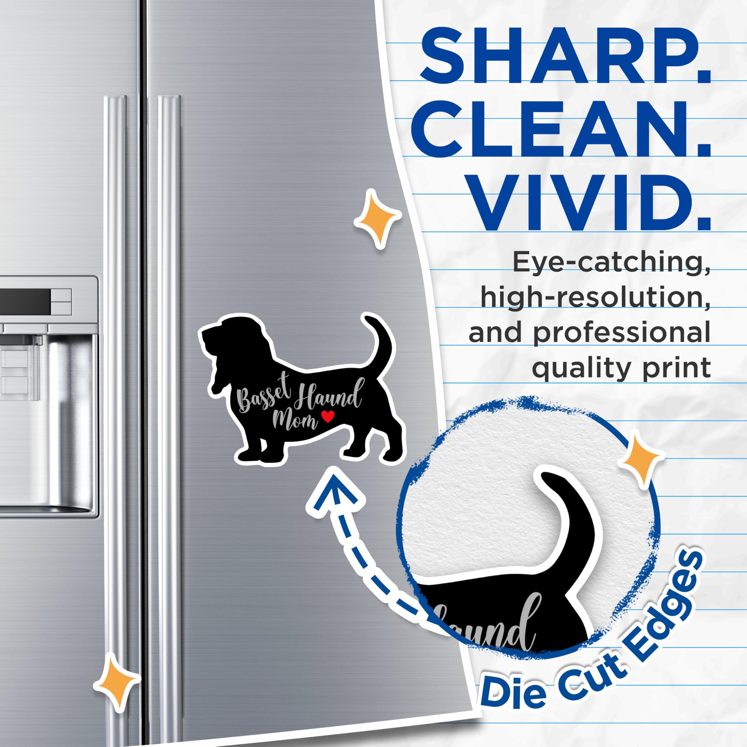 (2 Packs) Basset Hound Mom Magnets - Basset Hound Mom Dog Breed Magnets - 5 Inches On Longest Side - Premium Magnet - for Fridges, Toolboxes, Cars - Made in USA - MAG2453