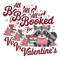 (3 Pack) Valentine Raccoon Decals - Book Lover Decal - All Booked Valentines Decals - 3 Inches On Longest Side - Easy Peel & Apply - Made in USA - 3MCS1639