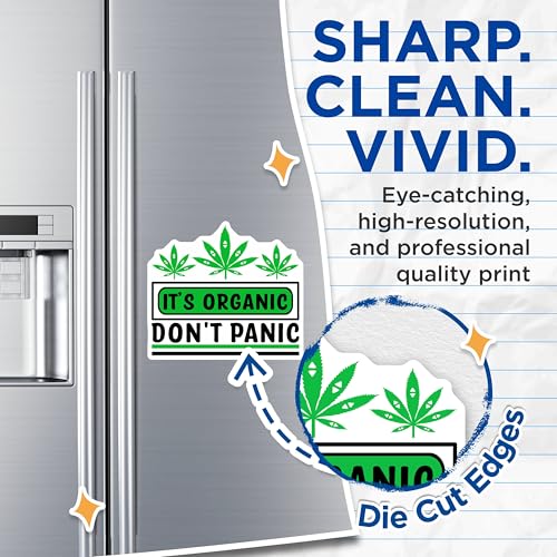 (2 Pack) It's Organic Don't Panic Magnets Magnets - Funny Organic Sign - Cannabis Leaf Fridge Magnet - 5" On Longest Side - Made in USA - Sticks to Refrigerators & Metal Surfaces - MAG8677